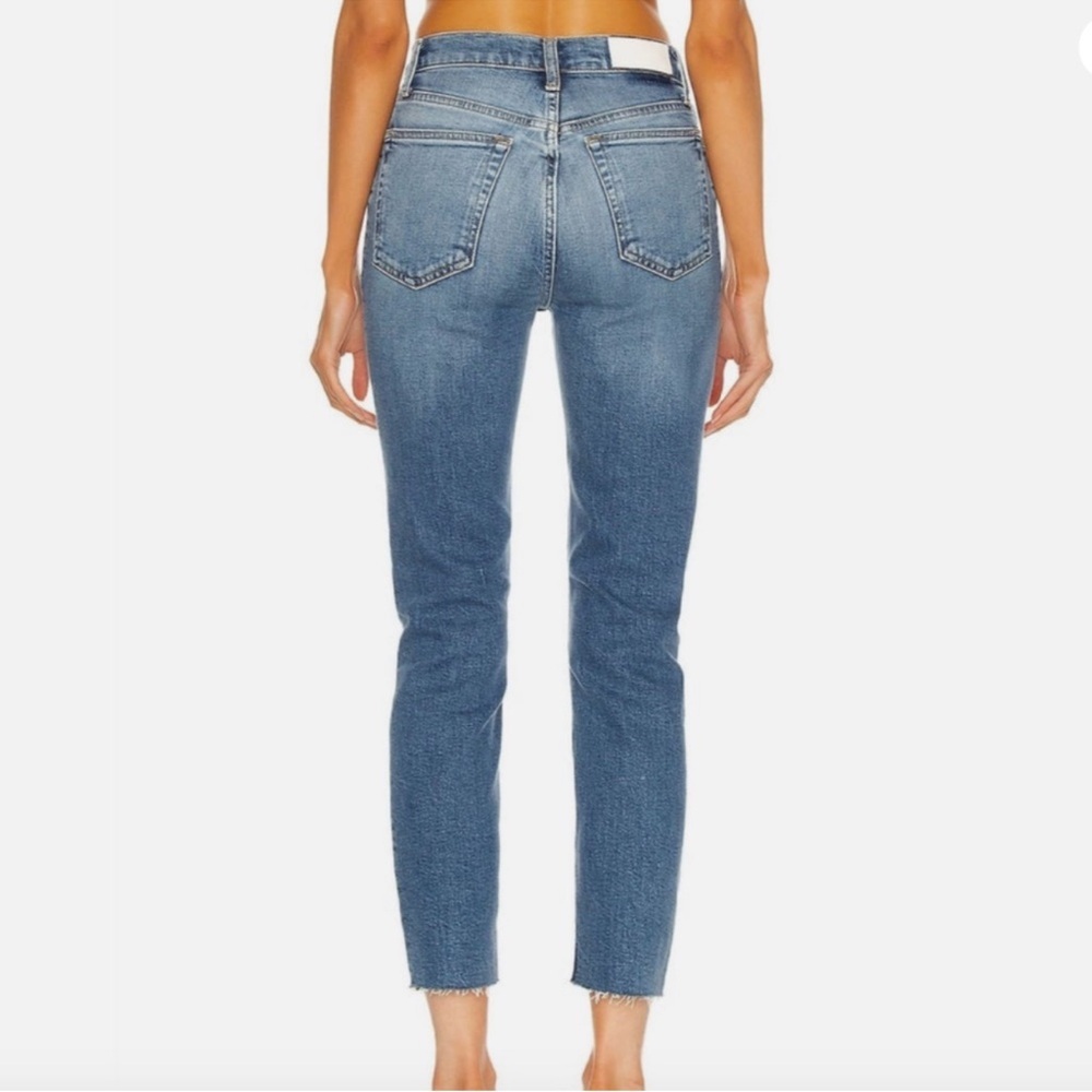 Women’s Re/Done 90s High Rise Ankle Crop in Vintage Indigo Destroy - Picture 2 of 8